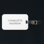 Modern Simple White Trendy Minimalist Plain  Gepäckanhänger<br><div class="desc">This template can be customized to meet all professional occupations.</div>