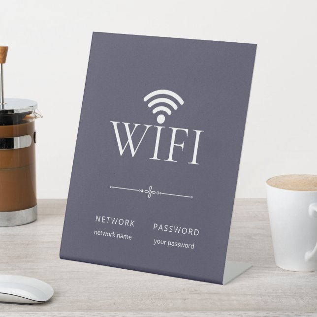 Modern Simple WiFi Network Password Sign Dark Gray Sockelschild (In SItu)