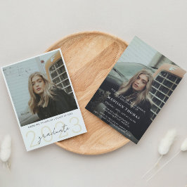 Modern Simple With 2 Photo Graduation Party Einladung
