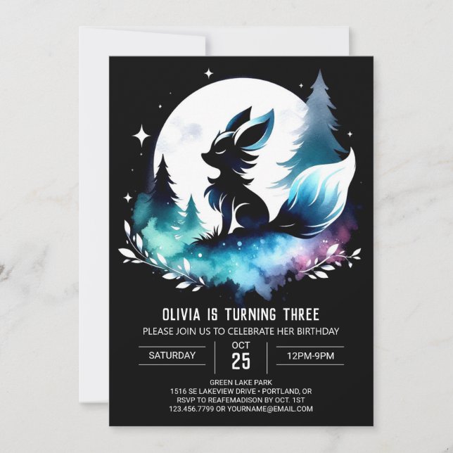Modern Simple Wolf Birthday Einladung (Vorderseite)