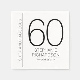 Modern Sixty and Fabulous Name Date 60th Birthday Serviette