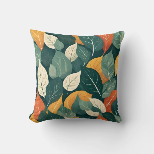 Modern skandinavisches Leaf-Muster-Kissen Kissen (Vorderseite)