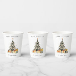 Modern Sketchy Holiday Christmas Tree Watercolor Pappbecher