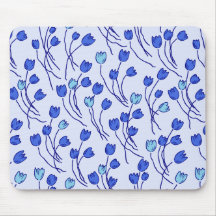Modern Sketchy Tulips Pattern | Blue Delft