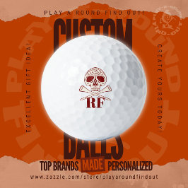 Modern Skull and Cross Tees Monogrammed Initials Golfball