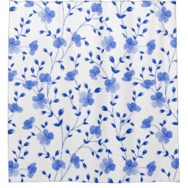 Modern Sky Blue Daisy Floral  Duschvorhang