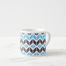 Modern Sky Blue Dark Gray Geometric Herringbone Espressotasse