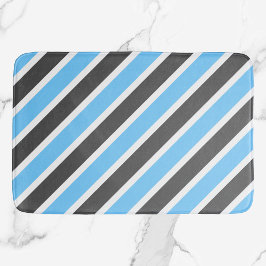 Modern Sky Blue Gray Diagonal Stripes Badematte
