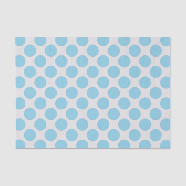 Modern Sky Blue und White Large Polka Dots Seidenpapier (Vorderseite)