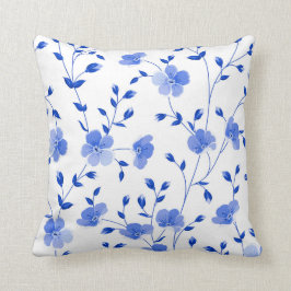 Modern Sky Blue Watercolor Floral    Kissen
