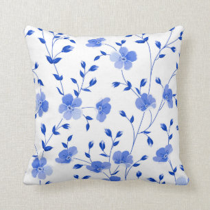 Modern Sky Blue Watercolor Floral    Kissen