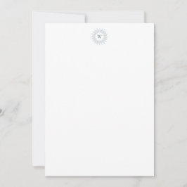 Modern Slate Blue Sunburst Monogram Mitteilungskarte