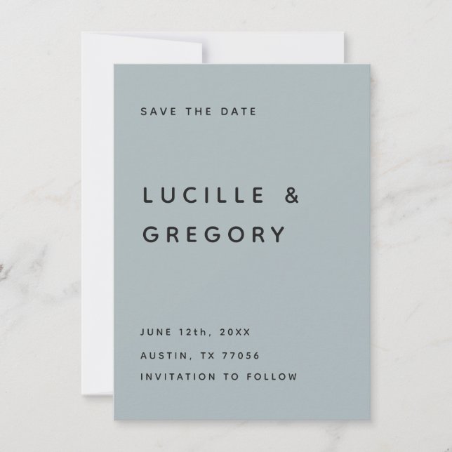 Modern Slate Editorial All Caps Save the Date (Vorderseite)