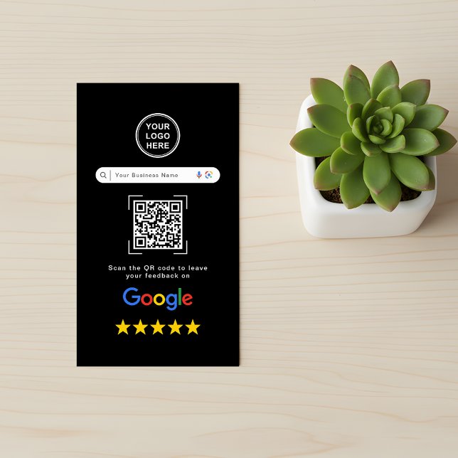 Modern Sleek Black Google Review QR Code Visitenkarte (Von Creator hochgeladen)