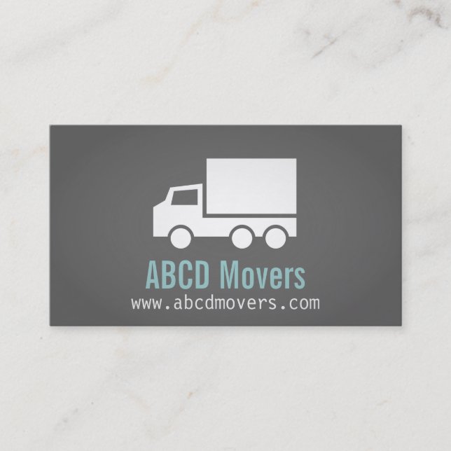 Modern, Sleek, Chic, Mover Company, weißer LKW Visitenkarte (Vorderseite)