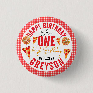 Modern Slice Slice Baby Pizza 1. Geburtstag Button