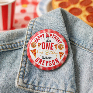 Modern Slice Slice Baby Pizza 1. Geburtstag Button