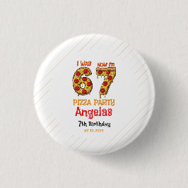 Modern Slice Slice Boy Six Seven Birthday Party Button