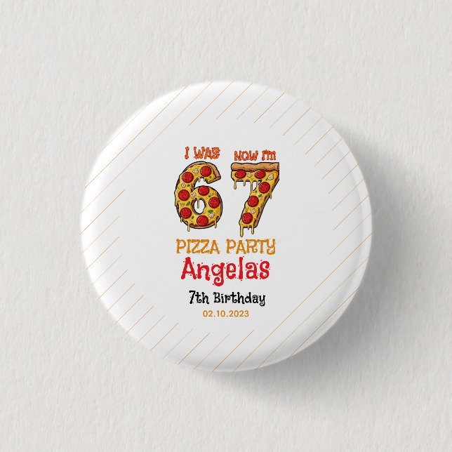 Modern Slice Slice Boy Six Seven Birthday Party Button (Vorderseite)