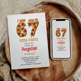 Modern Slice Slice Boy Six Seven Birthday Party Einladung