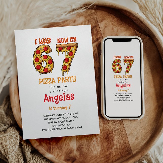 Modern Slice Slice Boy Six Seven Birthday Party Einladung (Modern Slice Slice Boy Six Seven Birthday Party Invitation
)