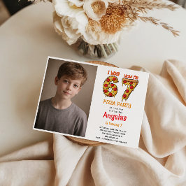 Modern Slice Slice Boy Six Seven Birthday Party Einladung