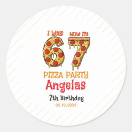 Modern Slice Slice Boy Six Seven Birthday Party Runder Aufkleber
