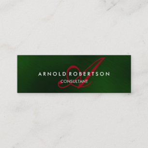 Modern Slim Monogram Green Red Trend Business Card Mini Visitenkarte