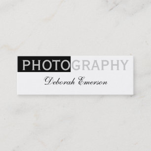 Modern Slim White Black Script Business Card Mini Visitenkarte