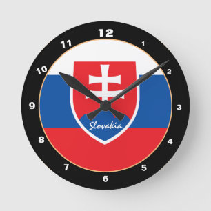 Modern Slovakia Flag & Slovakia Zuhause / design Runde Wanduhr