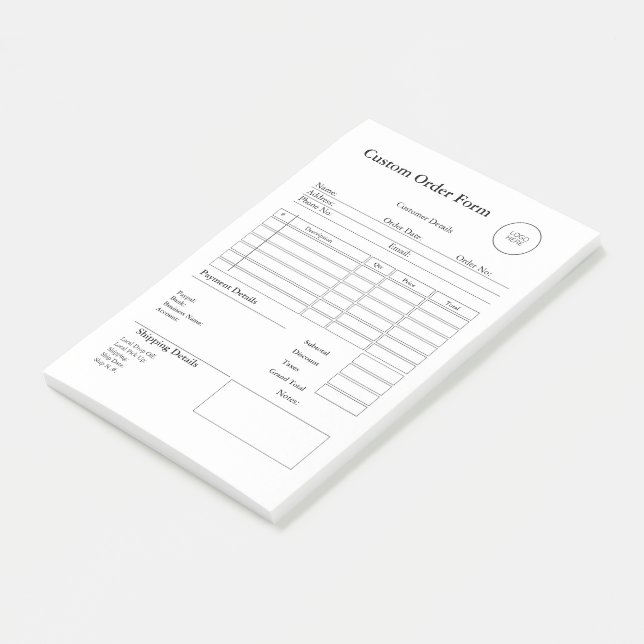 Modern Small Business custom order Sales Receipt Post-it Klebezettel (angewinkelt)
