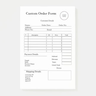 Modern Small Business custom order Sales Receipt Post-it Klebezettel
