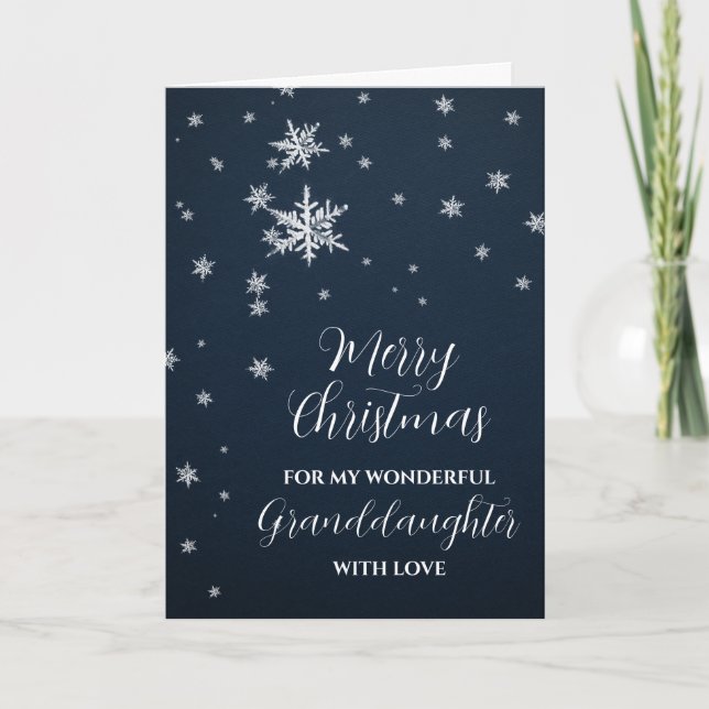 Modern Snow Grandtochter Frohe Weihnachten Karte (Vorderseite)