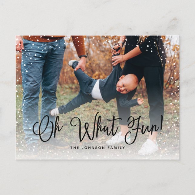 Modern Snow Script 2 Foto Feiertagspostkarte (Vorderseite)