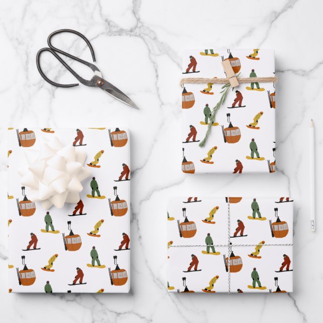 Modern Snowboard Snowboarden Geschenkpapier Set (Vorderseite)