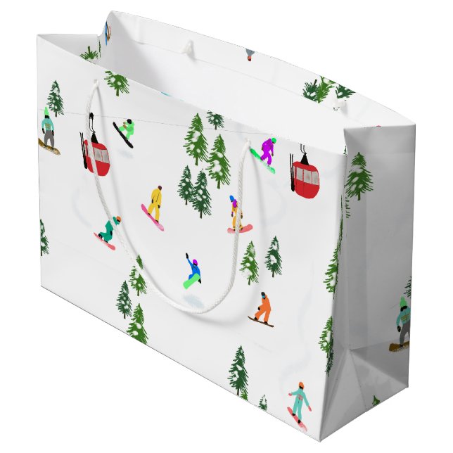 Modern Snowboarder Snowboarden Große Geschenktüte (Rückseite Schrägansicht)