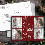 Modern Snowflake 4 Familienfotos Weihnachten 2023<br><div class="desc">Feiern Sie die Urlaubssaison mit unserer "Modern Snowflake 4 Family Pictures Christmas 2023 Holiday Postcard", einer stilvollen und bequemen Art, Ihre wärmsten Wünsche zu senden. Diese Postkarte verbindet klassische und moderne Designelemente mit vier Fotos, darunter ein herzlicher Moment zwischen Mutter und Tochter, um das Wesen des Zusammenlebens zu vermitteln. Das...</div>