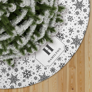 Modern Snowflake Muster Monogram Polyester Weihnachtsbaumdecke
