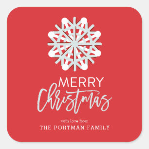 Modern Snowflake Weihnachtssticker Quadratischer Aufkleber