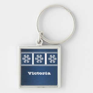 Modern Snowflakes Premium Keychain, Blue Schlüsselanhänger