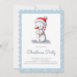 Modern Snowman Candy Cane Holiday Weihnachts-Party Einladung