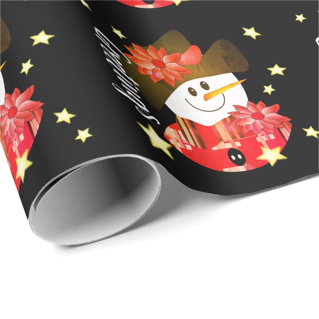 Modern Snowman Designed Geschenkpapier (Rolleneckpunkt)