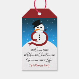 Modern Snowman Haiku Traditionelle Weihnachtsfarbe Geschenkanhänger