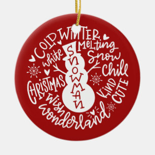 Modern Snowman Weihnachtstypografie Jingle Bells Keramik Ornament