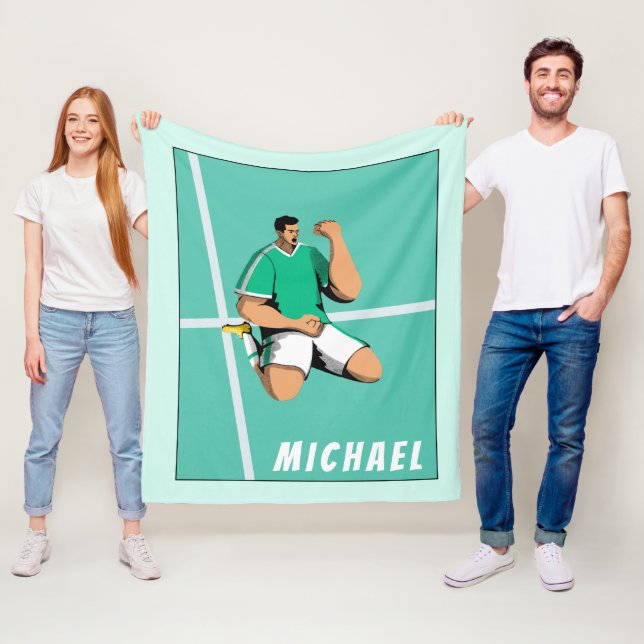 Modern Soccer Player Sport Thema Illustration Spaß Fleecedecke (Beispiel)
