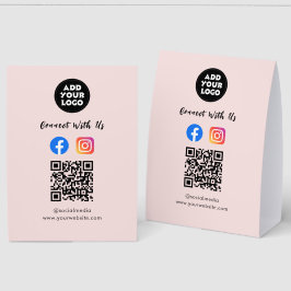 Modern Social Media QR Code | Paper Tabletop Sign Tischaufsteller