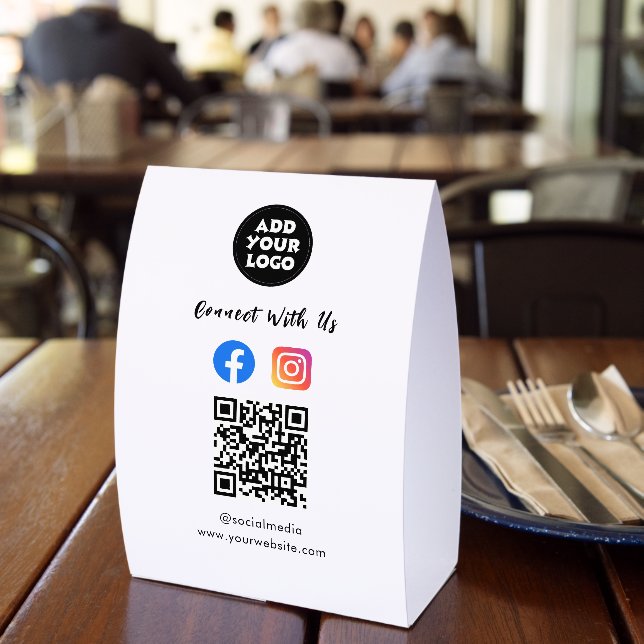 Modern Social Media QR Code |  Paper Tabletop Sign Tischaufsteller (In Situ (Restaurant))