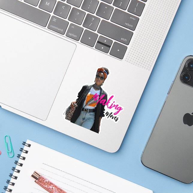 Modern Sophisticated Custom-Cut Vinyl Sticker (Laptop mit iPhone)