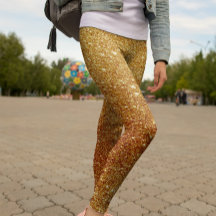 Modern Sparkle Gold Glitzer Leggings