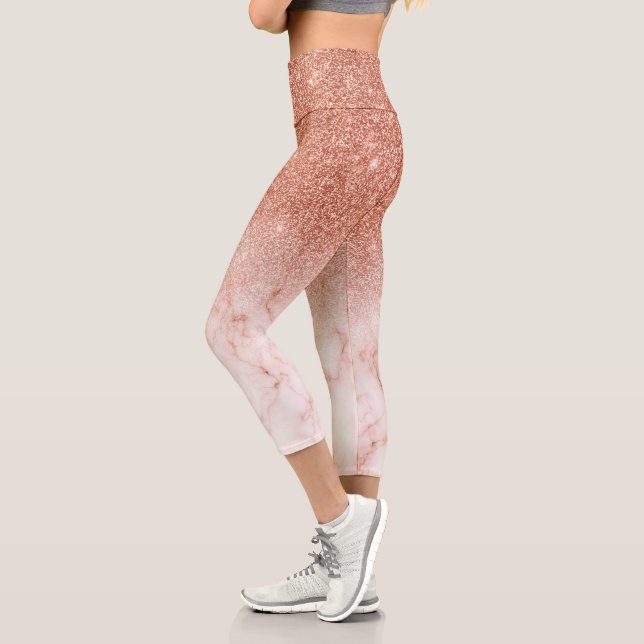 Modern sparks of glittering marble bronze capri leggings (Links)